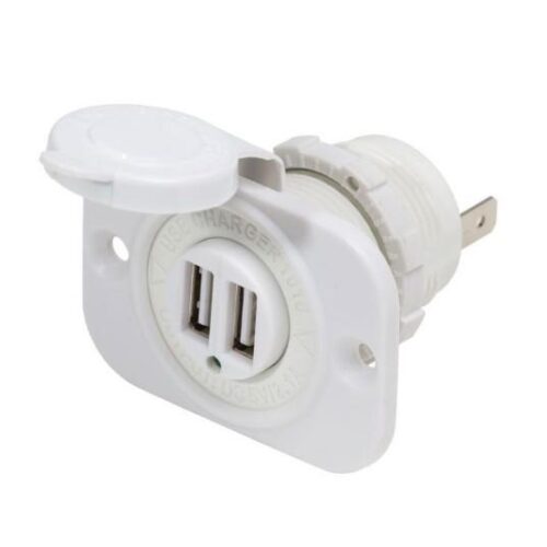 BLUE SEA 12VDC 2USB Charger 5V 2.1A Sckt Wht