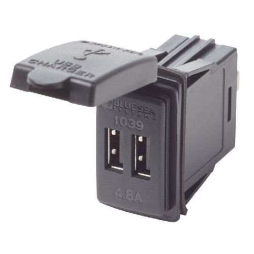 BLUE SEA 12/24VDC Dual USB 4.8A SwMnt