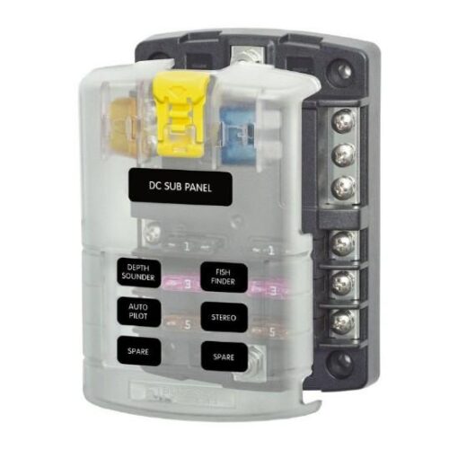 BLUE SEA Fuse Block STBlade 6circ w/gnd/cvr