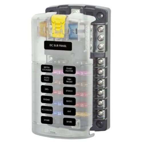 BLUE SEA Fuse Block STBlade 12circ w/gnd/cvr