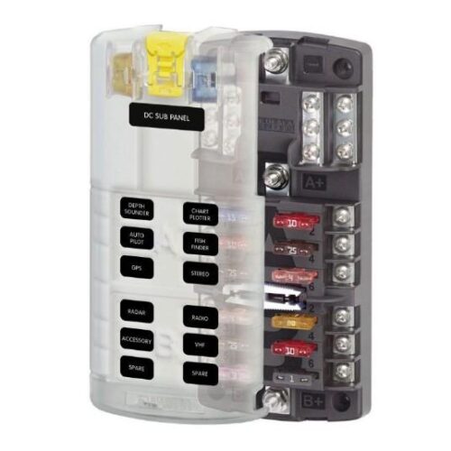 BLUE SEA Fuse Block STBlade Dual12 w/gnd/cvr