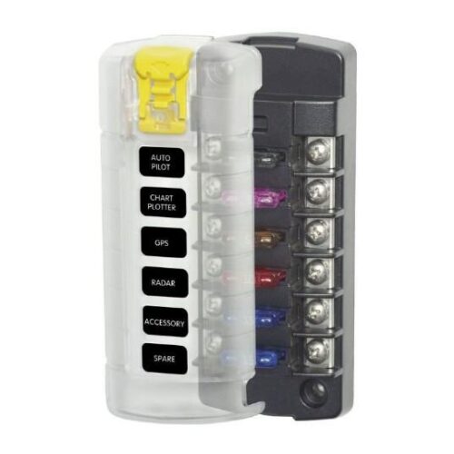 BLUE SEA Fuse Block STBlade 6circ Independent w/cvr
