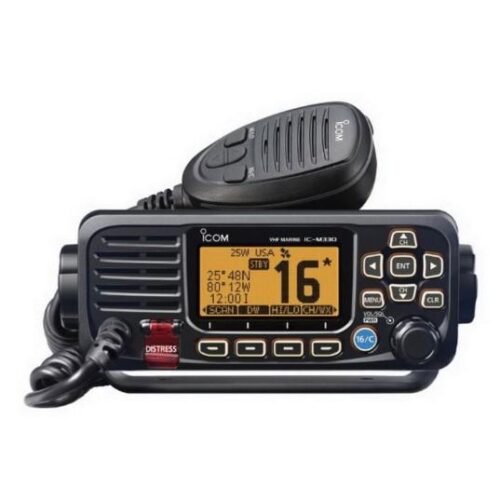 ICOM M330G Black Marine Compact VHF Fixed Mount with Built-In GPS Receiver and Supplied GPS Antenna