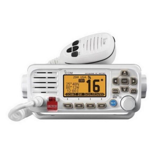ICOM M330G White Marine Compact VHF Fixed Mount with Built-In GPS Receiver and Supplied GPS Antenna