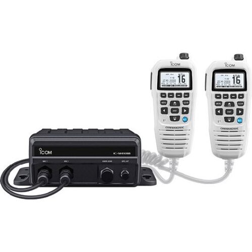 ICOM Black Box Marine VHF Fixed Mount w/WHITE HM-195GB & Two CommandMic Ports