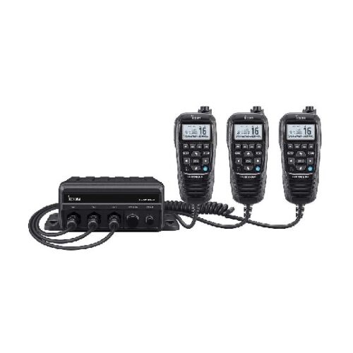 ICOM M510BB Black Box Marine VHF Fixed Mount w/AIS, BLACK HM-195GB, & Three CommandMic Ports