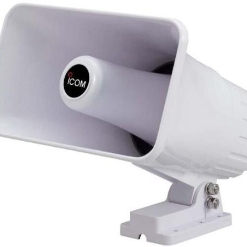 ICOM 40W hailer/speaker for fixed mounts; 4 ohm, extra UV protecting, all stainless steel hardware, heavy duty mounting bracket