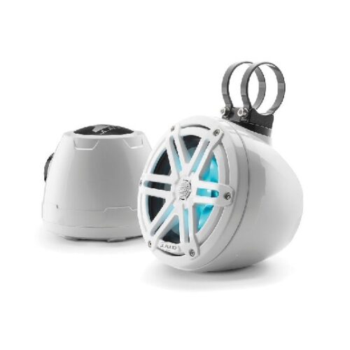 JL AUDIO M3-650VEX-GW-S-GW-I: 6.5″ VEX Tower Speakers, Gloss White Enclosure & Sport Grille, RGB LED