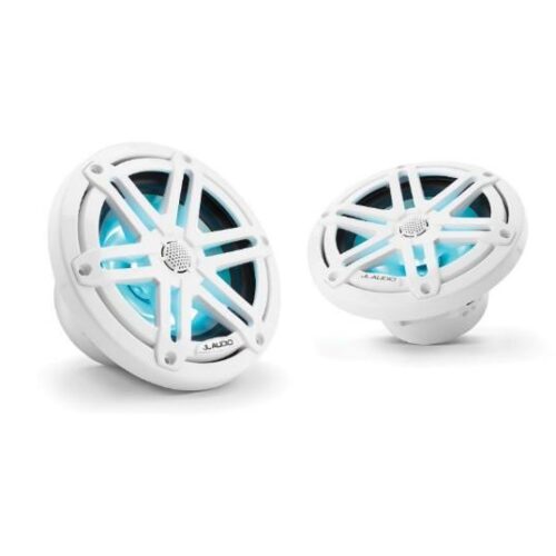 JL AUDIO M3-650X-S-GW-I: 6.5″ Marine Speakers, Sport Grille, Gloss White, RGB LED Lights, PAIR