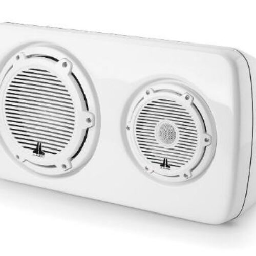 JL AUDIO M6-103EWS-Gw-C-3Gw-R M6 3-Way, Full-Range Enclosed Speaker Sys., Gloss White, White Tweeter, Right-Side