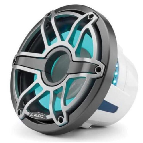 JL AUDIO M6-10IB-S-GMTI-I-4: 10″ Marine Subwoofer (250W, 4 ohm), Infinite Baffle, Sport Grille, RGB LED