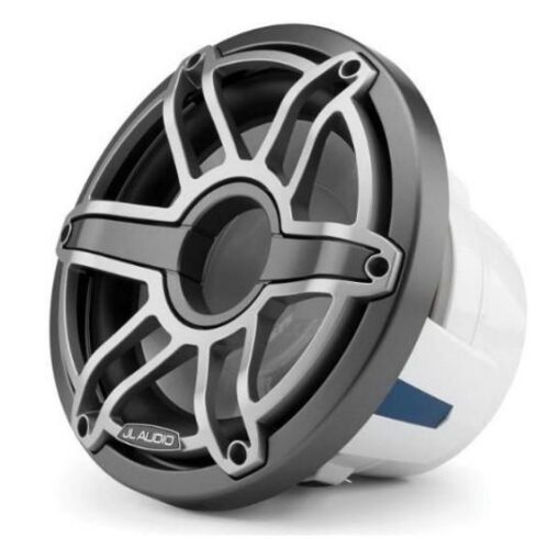 JL AUDIO M6-10W-S-GMTI-4: 10″ Marine Subwoofer Driver, Grey Metallic Trim Ring, Titanium Sport Grille, 4O