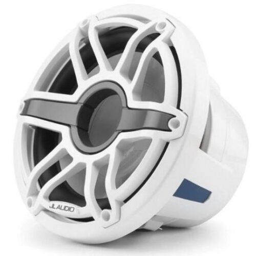 JL AUDIO M6-10W-S-GWGW-4: 10″ Marine Subwoofer Driver, Gloss Trim Ring and White Sport Grille, 4 O