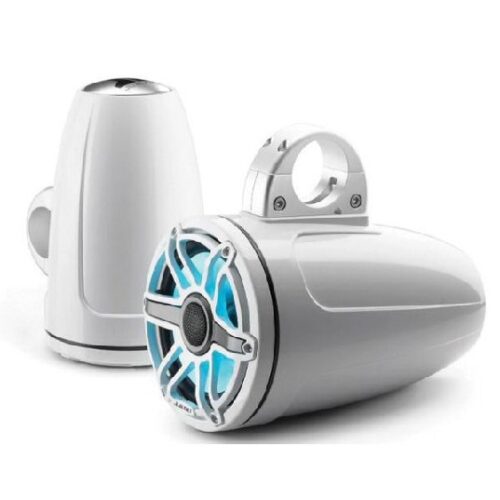 JL AUDIO M6-770ETXV3-GW-S-GWGW-I: 7.7″ Tower Speakers, Gloss White Sport Grille, RGB LED, PAIR