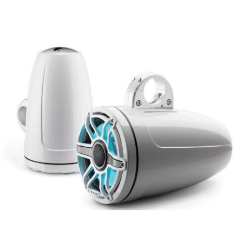 JL AUDIO M6-880ETXV3-GW-S-GWGW-I: 8.8″ Tower Speakers, Gloss White Sport Grille, RGB LED, PAIR