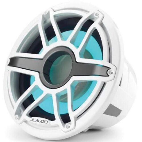 JL AUDIO M7-12IB-S-GWGW-i-4: 12″ Marine Subwoofer, 600W, 4ohm, Gloss White Sport Grille, RGB LED, EACH