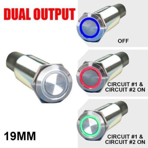 PLASHLIGHTS REVERT Harsh Environment 19MM 3 Color Dual Output Push Button Switch – Stainless Steel