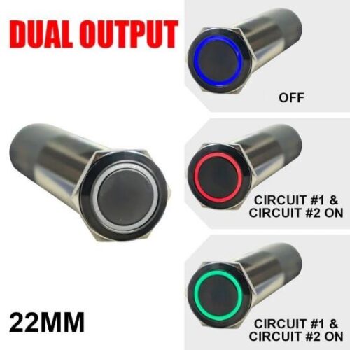 PLASHLIGHTS REVERT Harsh Environment 22MM 3 Color Dual Output Push Button Switch – Black