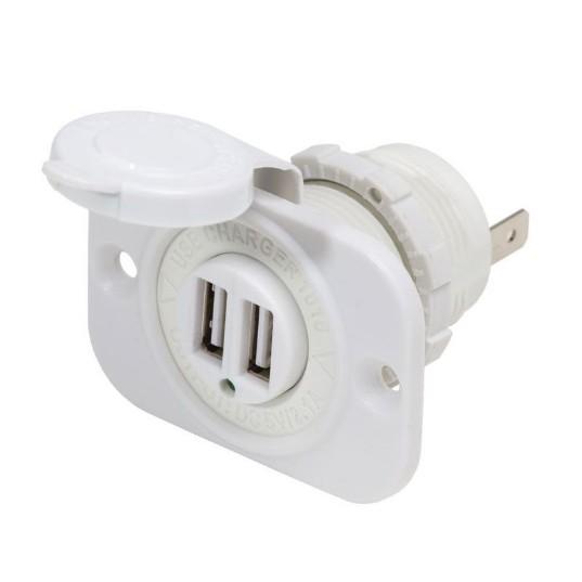 BLUE SEA 12VDC 2USB Charger 5V 2.1A Sckt Wht – Electrical | Marine Overhauling Florida