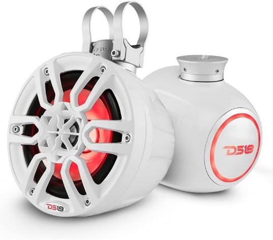 DS18 NXL 6.5″ Marine and Powersports Compact Towers with Flat and Pole Mounts LED RGB Lights 100 Watts Rms -White – Tower Speakers | Marine Overhauling Florida