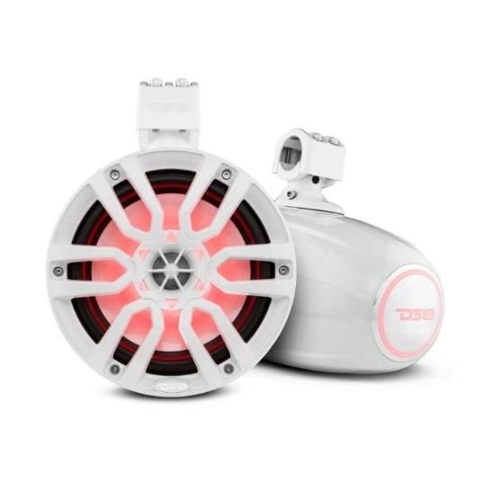 DS18 NXL 8″ Marine and Powersports Towers LED RGB Lights 125 Watts Rms -White – Tower Speakers | Marine Overhauling Florida