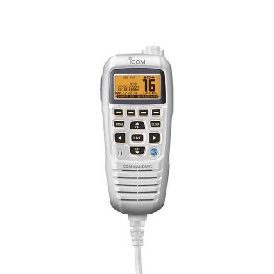 ICOM CommandMic IV with YELLOW Backlit LCD, in Super WHITE – VHF Radios | Marine Overhauling Florida
