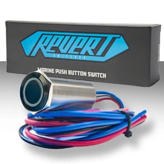 PLASHLIGHTS REVERT Harsh Environment 19MM Dual Color Push Button Momentary Switch – Black – Lighting Accessories | Marine Overhauling Florida