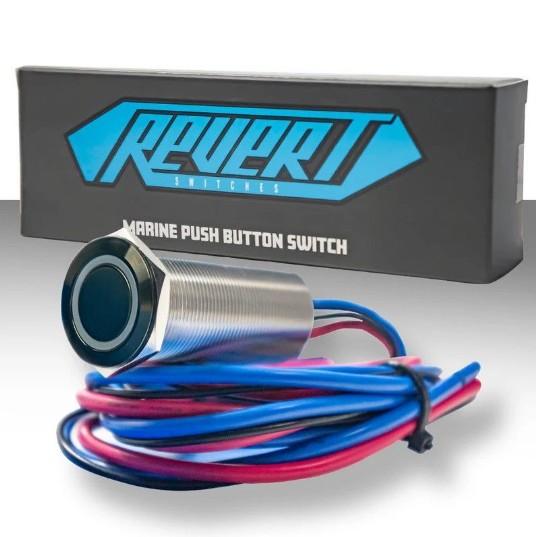 PLASHLIGHTS REVERT Harsh Environment 22MM Dual Color Push Button Momentary Switch – Black – Lighting Accessories | Marine Overhauling Florida
