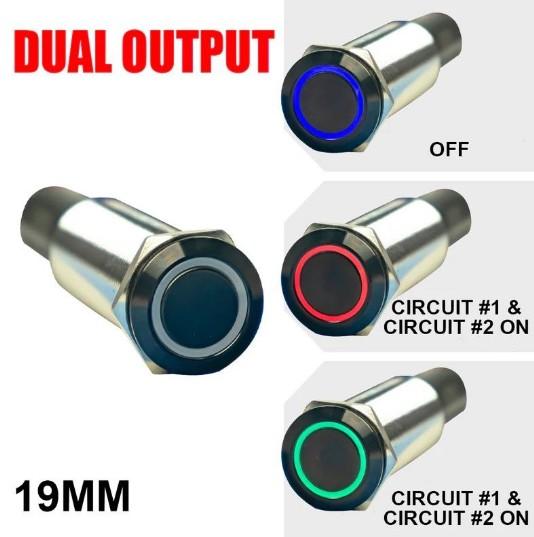 PLASHLIGHTS REVERT Harsh Environment 19MM 3 Color Dual Output Push Button Switch – Black – Lighting Accessories | Marine Overhauling Florida