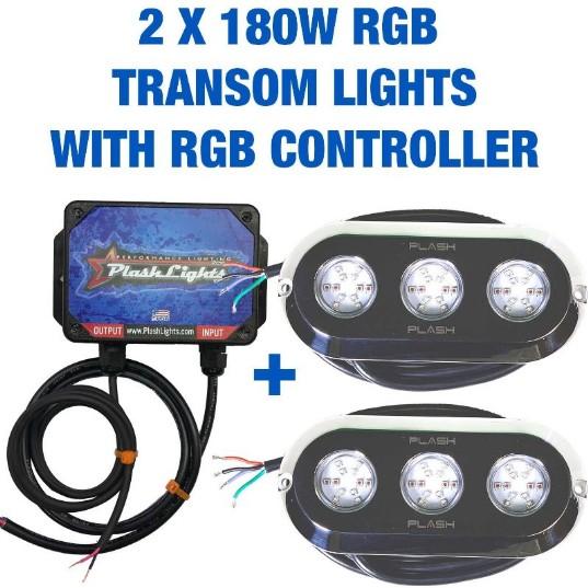 PLASHLIGHTS RGB Pair – 180W – 13,950 Lm/Ea – Includes RGB Controller – Lighting | Marine Overhauling Florida
