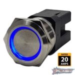 PLASHLIGHTS Marine Push Button Switch – Blue LED – 20a – Stainless Steel – Momentary – Lighting | Marine Overhauling Florida