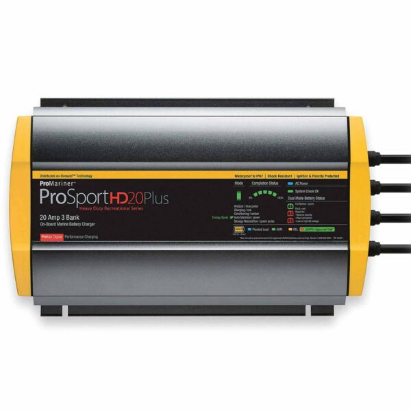 ProSportHD20 Onboard Waterproof Smart Marine Battery Charger with Selectable Charging Profiles and Ignition and Reverse Polarity Protection, 20 Amp, 3-Bank – Mounted Battery Chargers | Marine Overhauling Florida