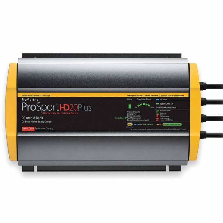 ProSportHD20 Onboard Waterproof Smart Marine Battery Charger with Selectable Charging Profiles and Ignition and Reverse Polarity Protection, 20 Amp, 3-Bank – Mounted Battery Chargers | Marine Overhauling Florida