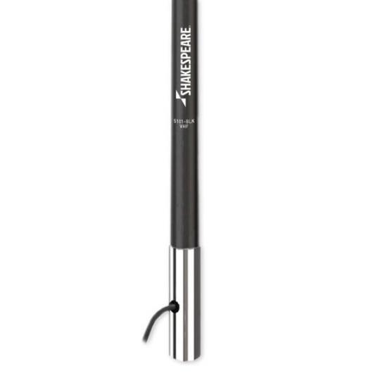 SHAKESPEARE 8′, 6dB Classic VHF, w/ chrome ferrule and 15′ RG-58 cable IN BLACK – Solenoids | Marine Overhauling Florida