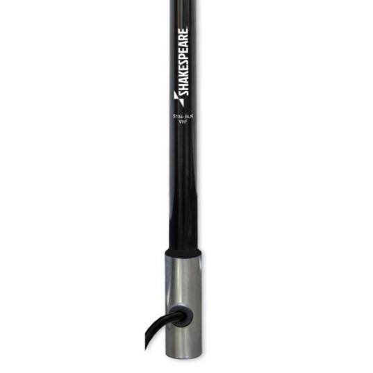 SHAKESPEARE 4′, 3 dB Classic VHF, w/ chrome ferrule and 15′ RG-58 cable IN BLACK – Solenoids | Marine Overhauling Florida