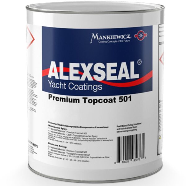 gallon of Alexseal Yacht Coatings Premium Topcoat 501 - Red, Orange, Yellow, Tan & Brown Bases