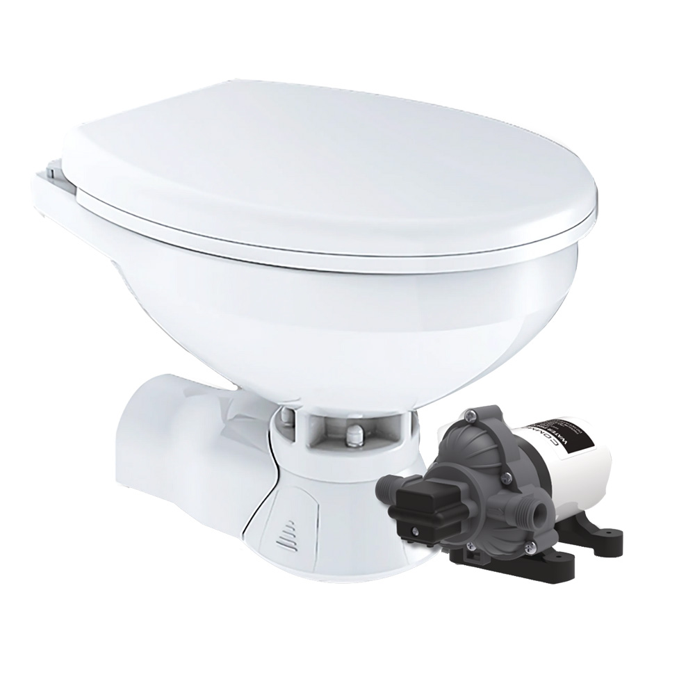 Commodore Quiet Flush Electric Toilet - Rear Macerator - Raw Water Pump - Regular Size Commodore Quiet Flush Electric Toilet - Rear Macerator - Raw Water Pump - Regular Size - Image 1