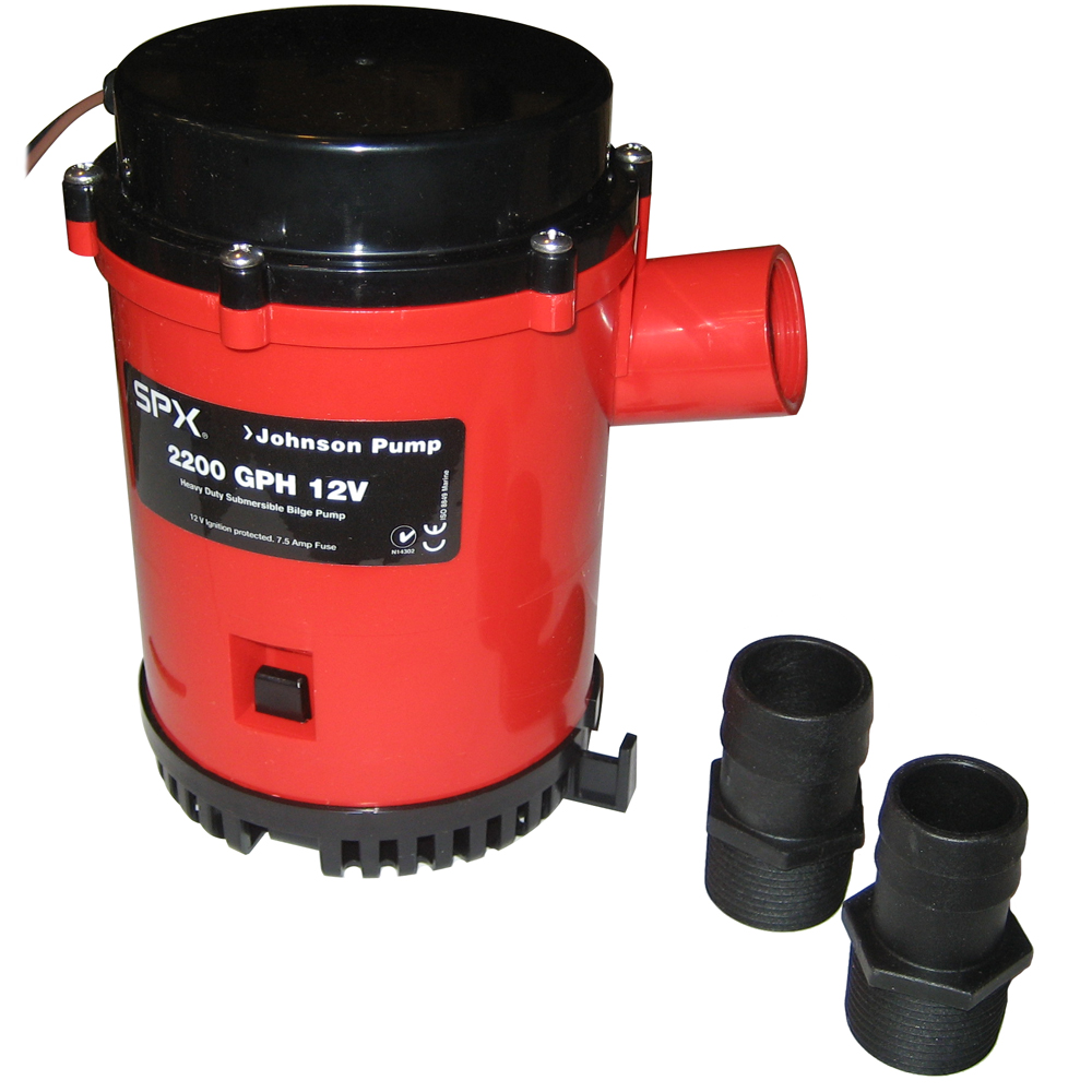 Johnson Pump 2200 GPH Bilge Pump 1-1/8" Hose 12V Threaded Port Johnson Pump 2200 GPH Bilge Pump 1-1/8" Hose 12V Threaded Port - Image 1