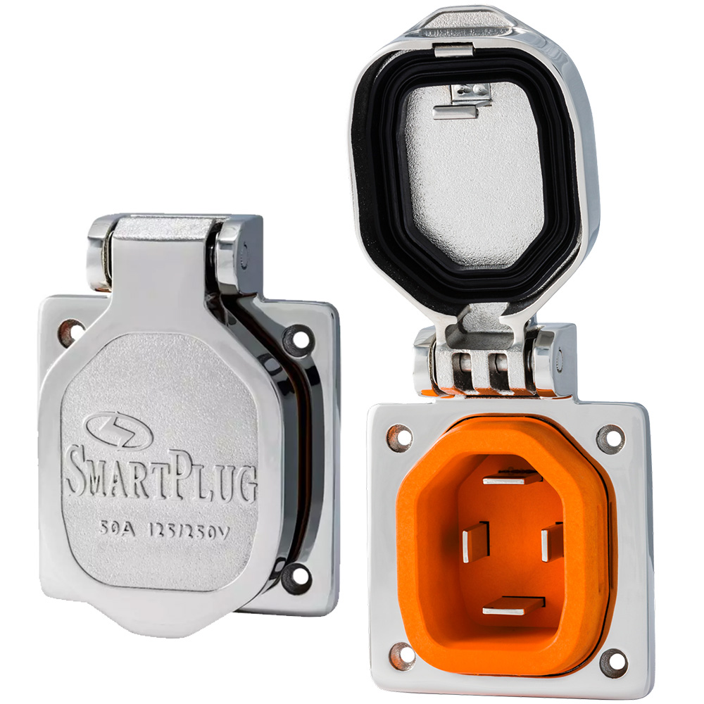 SmartPlug 50 AMP Male Inlet W/Cover - Stainless Steel SmartPlug 50 AMP Male Inlet W/Cover - Stainless Steel - Image 1