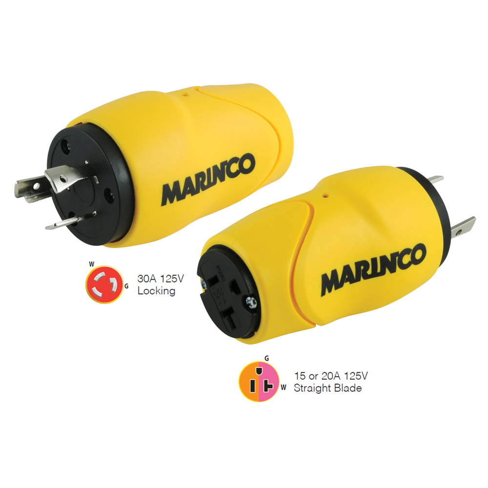 Marinco Straight Adapter, 30A Male - 15A Female Marinco Straight Adapter, 30A Male - 15A Female - Image 1