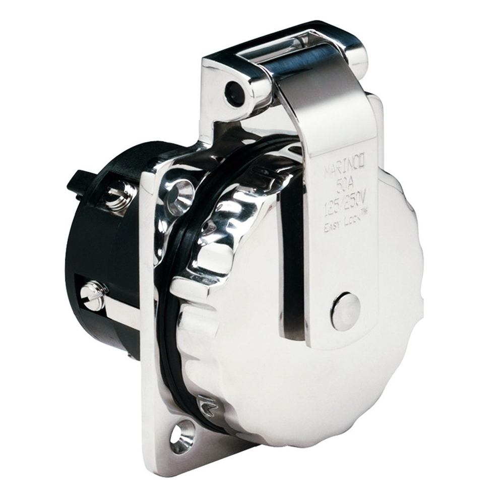Marinco 6373EL 50Amp 125/250V Stainless Steel Inlet w/o Rear Safety Enclosure Marinco 6373EL 50Amp 125/250V Stainless Steel Inlet w/o Rear Safety Enclosure - Image 1