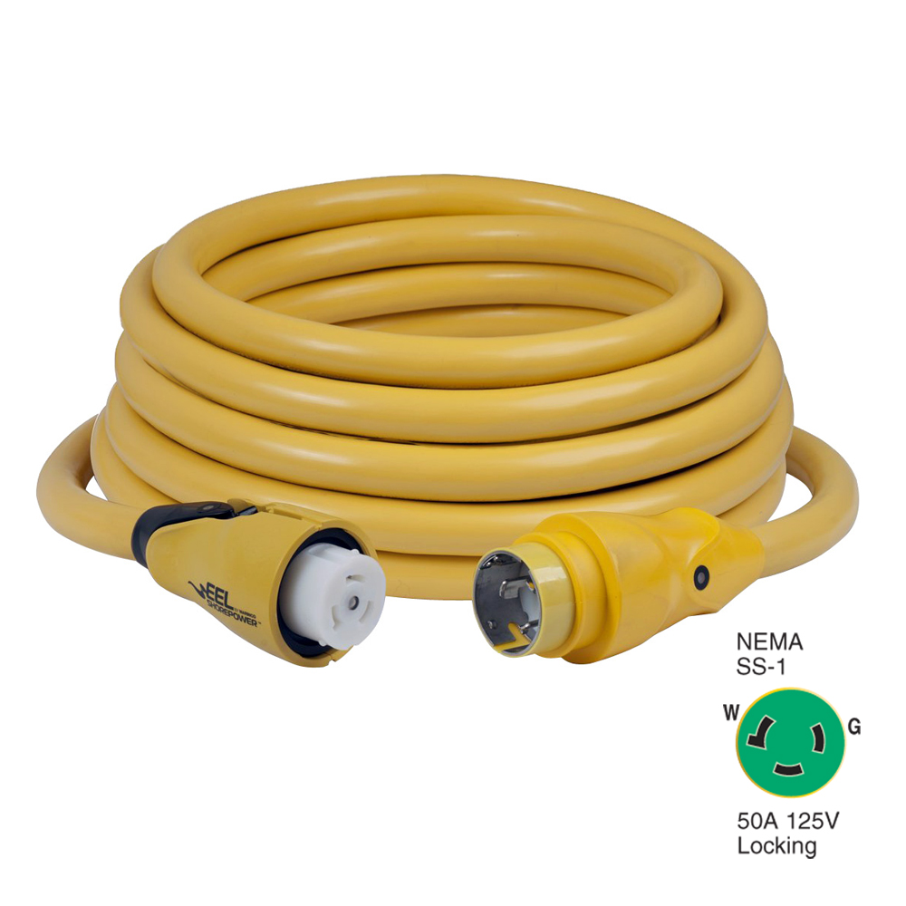 Marinco CS503-50 EEL 50A 125V Shore Power Cordset - 50' - Yellow Marinco CS503-50 EEL 50A 125V Shore Power Cordset - 50' - Yellow - Image 1