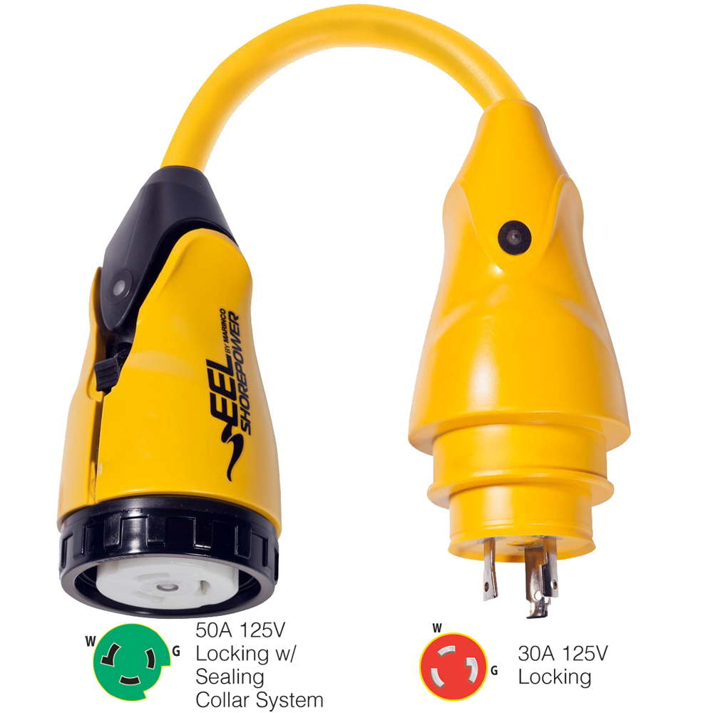 Marinco P30-503 EEL 50A-125V Female to 30A-125V Male Pigtail Adapter - Yellow Marinco P30-503 EEL 50A-125V Female to 30A-125V Male Pigtail Adapter - Yellow - Image 1