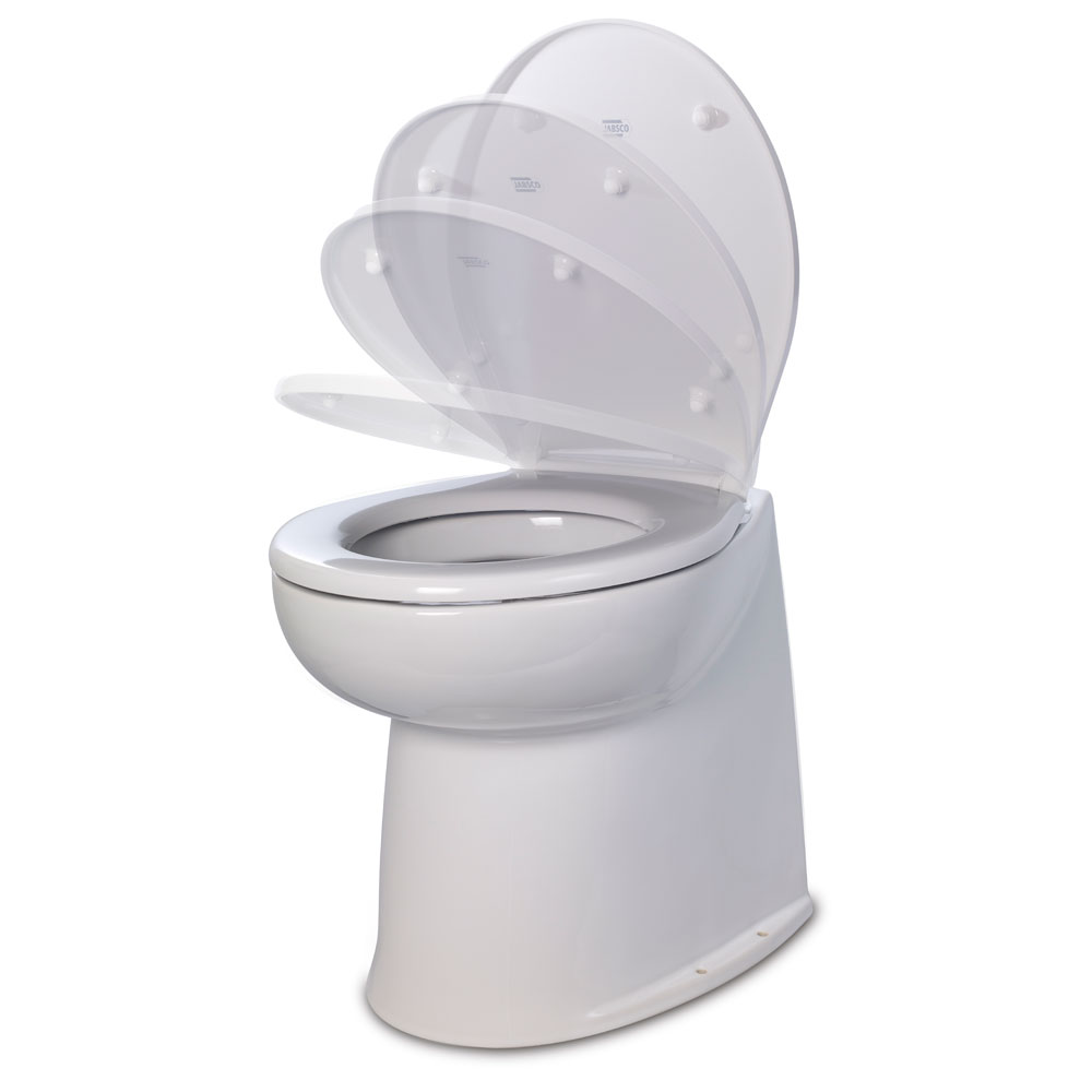 Jabsco 17" Deluxe Flush Fresh Water Electric Toilet w/Soft Close Lid - 24V Jabsco 17" Deluxe Flush Fresh Water Electric Toilet w/Soft Close Lid - 24V - Image 1