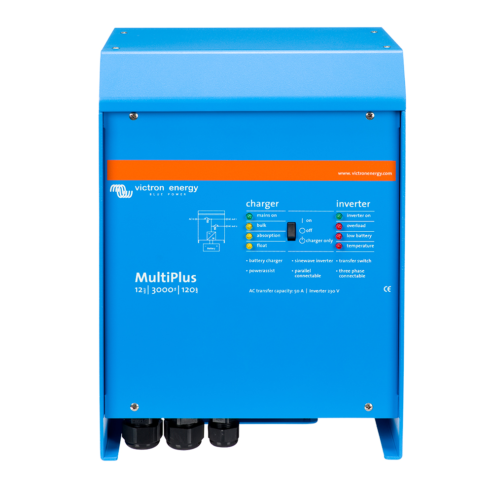 Victron MultiPlus Inverter/Charger 12VDC - 3000VA - 120VAC w/ 120AMP Battery Charger - 50AMP Transfer Switch (UL LISTED) Victron MultiPlus Inverter/Charger 12VDC - 3000VA - 120VAC w/ 120AMP Battery Charger - 50AMP Transfer Switch (UL LISTED) - Image 1