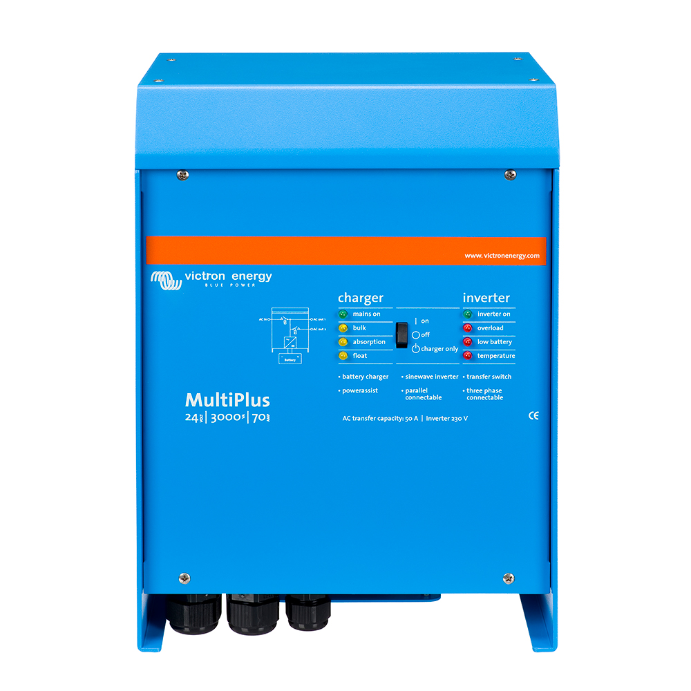 Victron Multiplus Inverter/Charger 24V DC - 3000W - 120V AC w/70AMP Battery Charger - 50AMP Transfer Switch (UL LISTED) Victron Multiplus Inverter/Charger 24V DC - 3000W - 120V AC w/70AMP Battery Charger - 50AMP Transfer Switch (UL LISTED) - Image 1