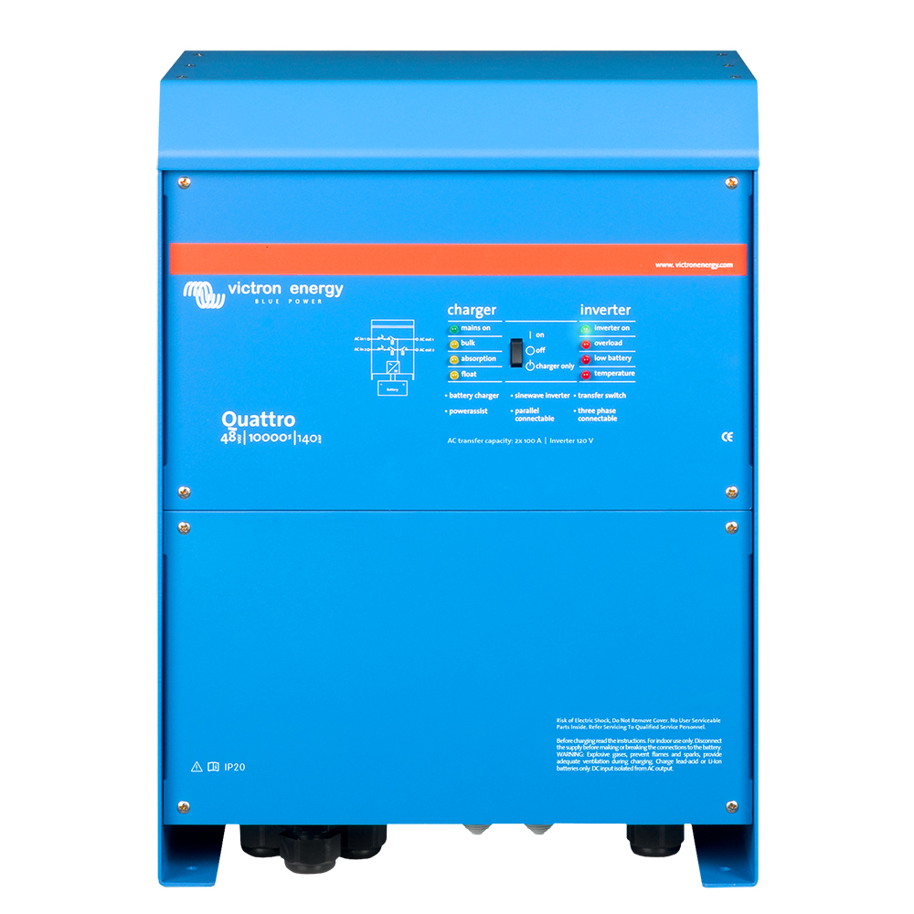 Victron Quattro Inverter/Charger 48 VDC - 10,000W - Dual 100AMP 120V AC Inputs - Auto Transfer Switch - 140AMP Battery Charger - Stackable Victron Quattro Inverter/Charger 48 VDC - 10,000W - Dual 100AMP 120V AC Inputs - Auto Transfer Switch - 140AMP Battery Charger - Stackable - Image 1